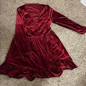 Elegant Red Velvet Dress